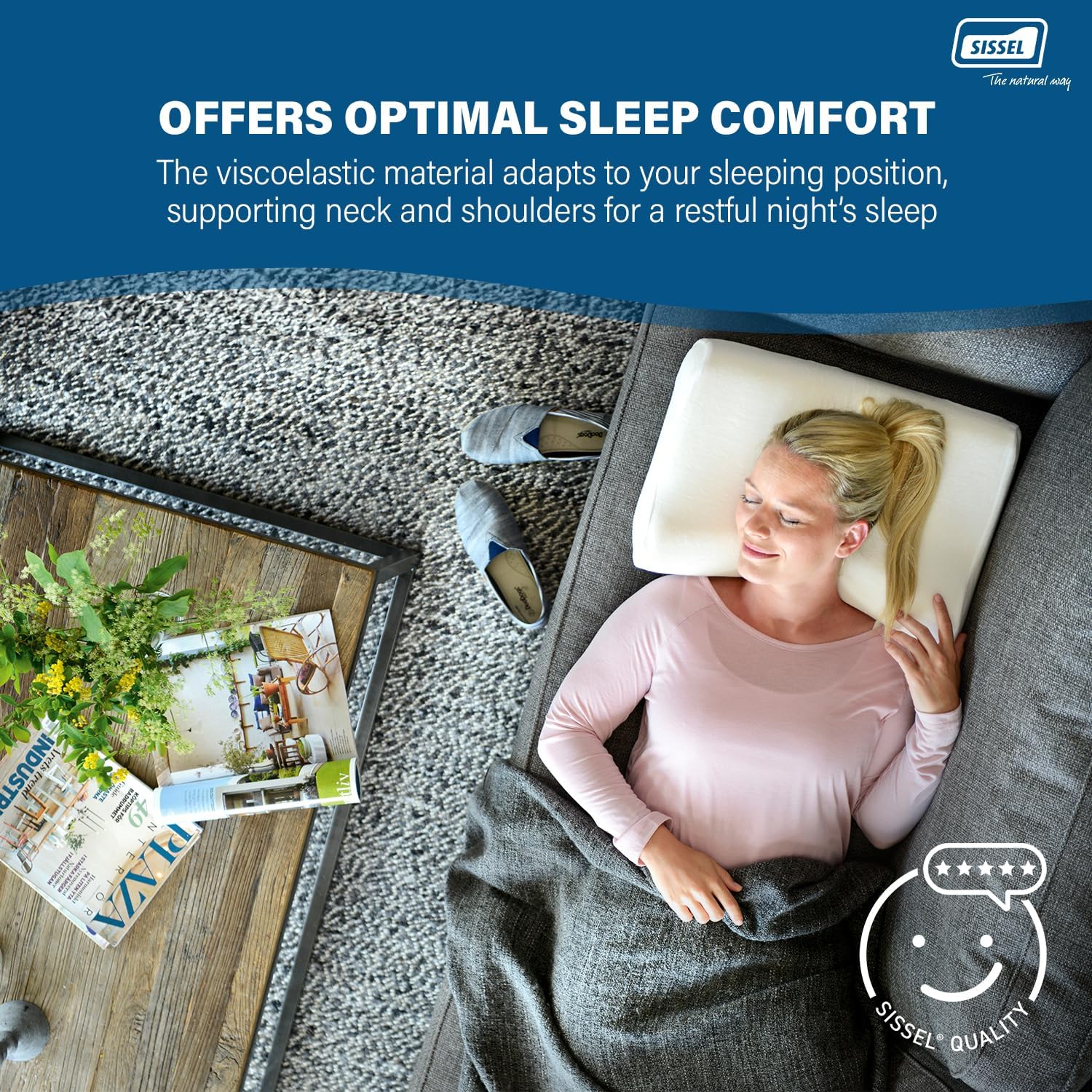 Classic Plus Neck Pillow | Orthopedic, Height-Adjustable, Ergonomic | Ventilation System, Polyurethane Foam | Ideal for Back & Neck Pain | Skin-Friendly Cover | 18.5x13x4.3/5.5 inches